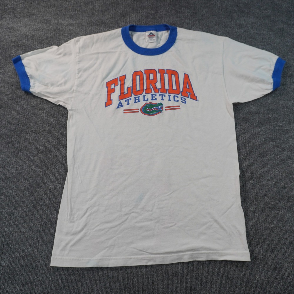 Vintage Florida Gators Athletics Ringer T-Shirt Mens Large White Blue Logo